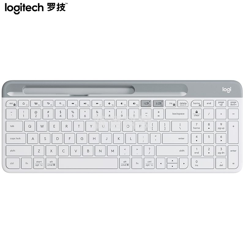 罗技(Logitech)时尚系列 K580 键盘 蓝牙键盘 办公键盘 无线键盘 便携超薄键盘 笔记本键盘 平板键盘 芍药白
