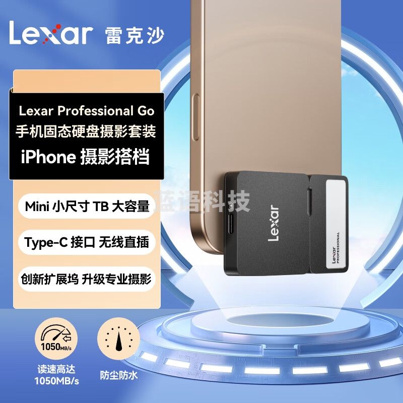 雷克沙（Lexar）2TB 黑色 Type-c USB3.2 移动固态硬盘摄影套装（PSSD+Hub) Professional GO 1050MB/s 进阶摄影 LSL400S002T-RNBNG 2TB+扩展坞