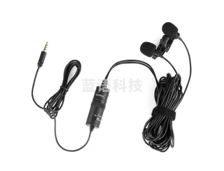 BOYA博雅 麦克风 BY-M1DM手机电脑直播采访录音双咪头领夹麦克风 相机摄像机Vlog视频网课拍摄收音话筒 4米