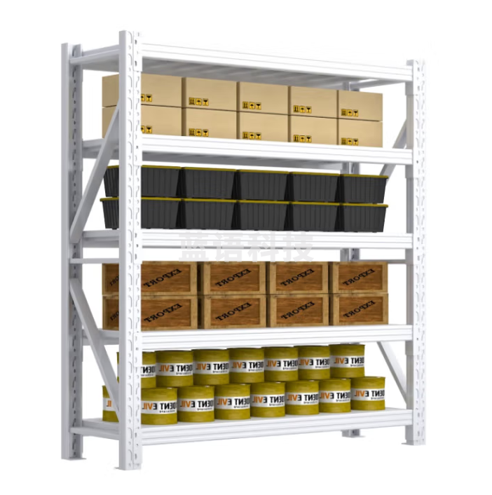 皇球 仓储家用轻型多层 白色五层主架 承重190kg/层  长200*宽60*高200cm