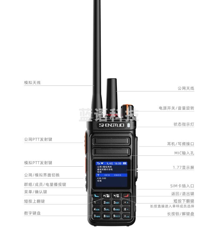 盛拓(SHENGTUO)MTP-850双模版GPS定位款 公网对讲+模拟对讲双模对讲机 全国通远距离公网插卡5000公里手台(只)