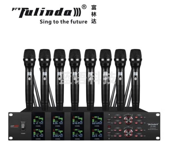 富林达（proFulinda） ST-309 一拖八 U段调频专业无线麦克风 桌面鹅颈话筒舞台演出 手持