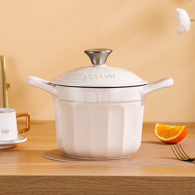 德世朗（DESLON） 珐琅锅铸铁锅深煮锅双耳炖锅焖煮锅迷你汤锅珐琅铸铁锅16cm带盖