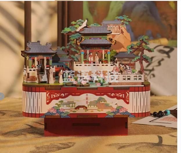 中国国家博物馆大观园八音盒手工DIY积木木质音乐盒创意生日礼物