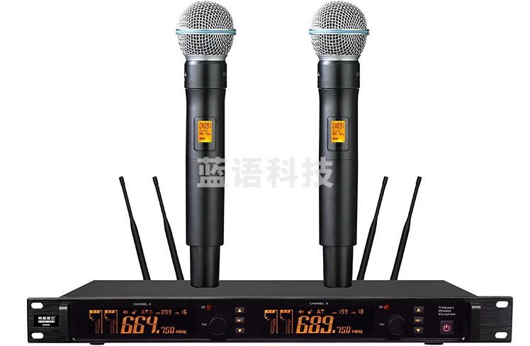 视音微云 ZY-840UA  UHF段液晶显示真分集可调频无线咪 双手持(一拖二) AJDXC