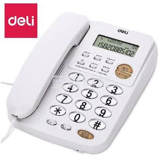得力(deli)780 来电显示办公家用电话机/固定电话/座机 透明时尚按键 白色