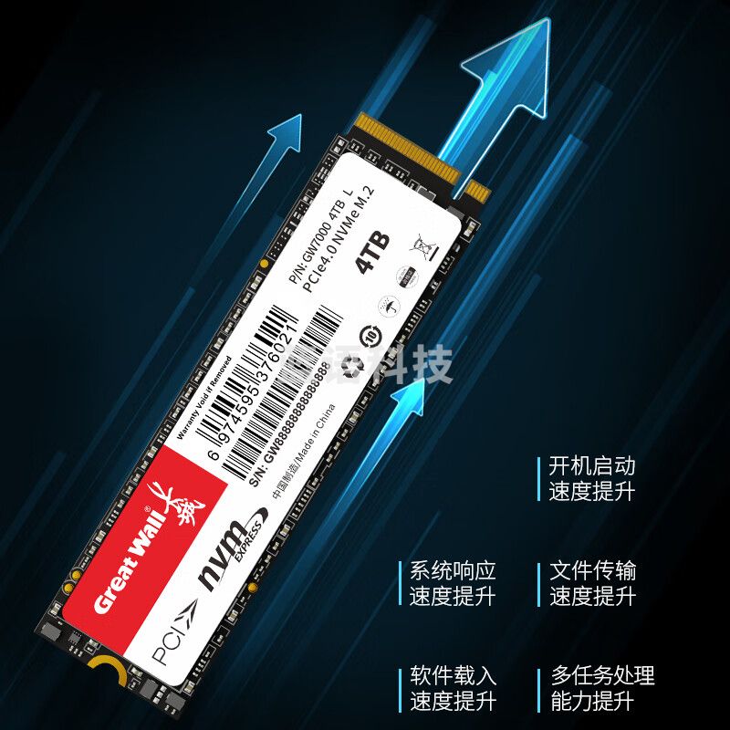 长城（Great Wall）2TB SSD固态硬盘 M.2接口(NVMe协议) PCIe4.0x4 读速高达7300MB/s GW7000系列