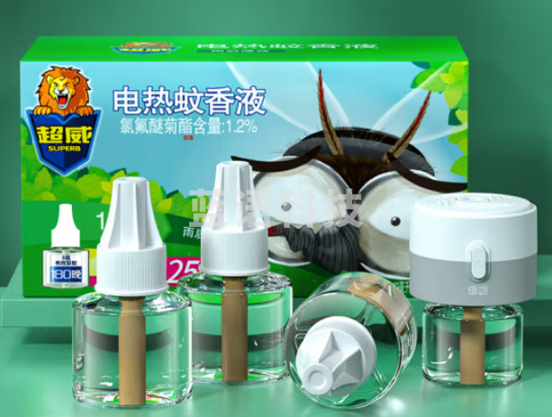 超威 电蚊香液驱蚊液驱蚊器灭蚊器灭蚊液防蚊液补充液4瓶1器225晚