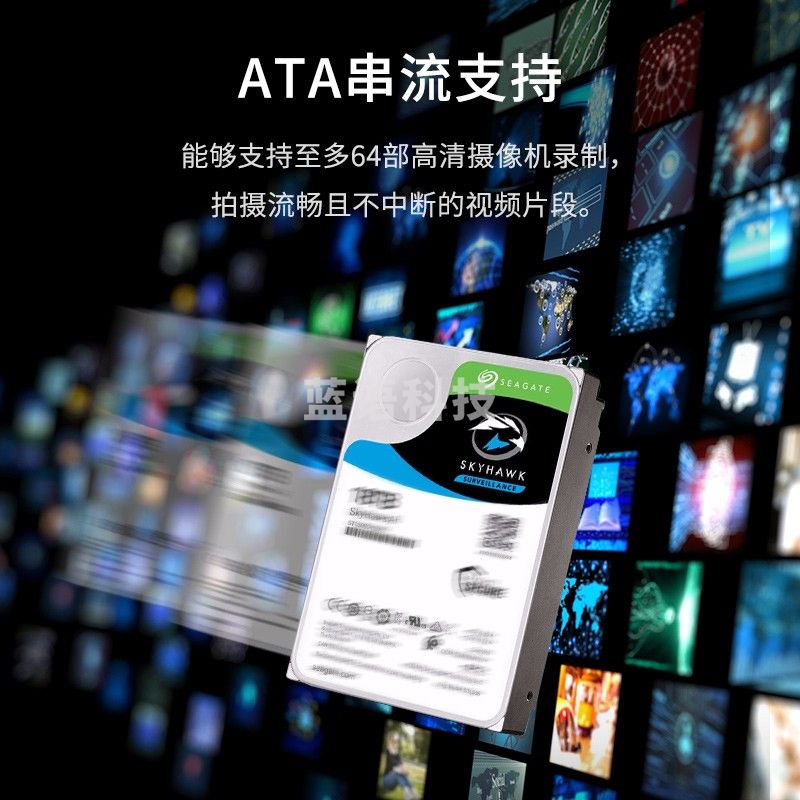 希捷（SEAGATE）监控硬盘 10TB 256MB 7200转 SATA 垂直 机械 PMR CMR 希捷酷鹰AI 3.5英寸ST10000VE001