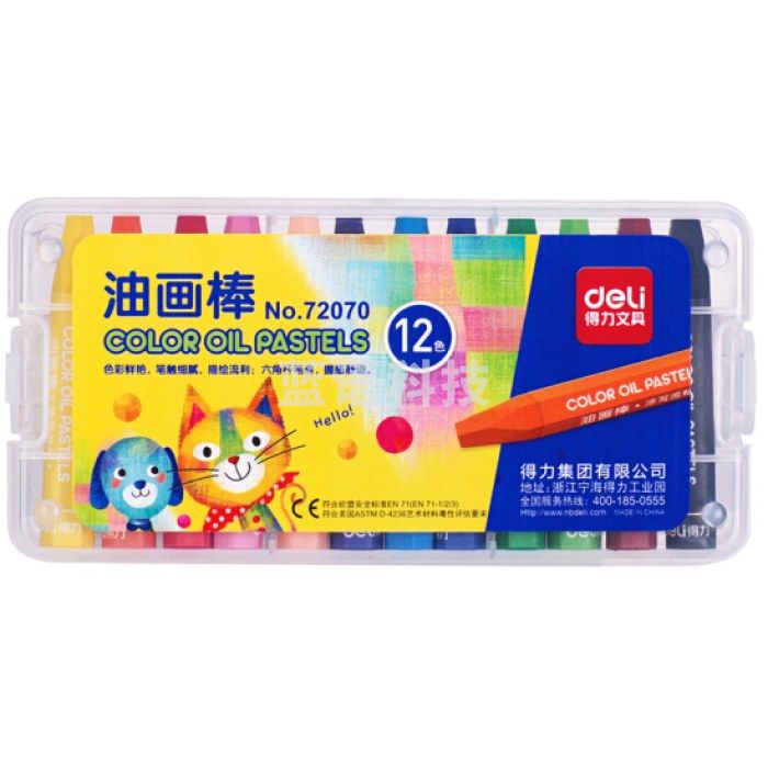 得力（deli） 油画棒 丝滑蜡笔 蜡笔涂色笔 12色-72070 单盒装