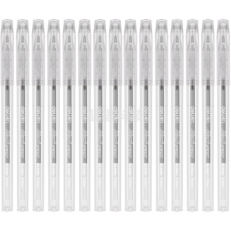 得力6666中性笔0.5mm全针管(黑)(15支/卡)