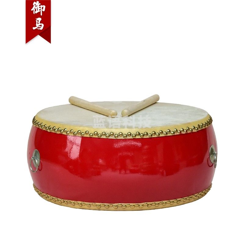 御马（YU MA）16寸红鼓锣鼓扁鼓牛皮大鼓中国红鼓儿童演出龙鼓堂鼓排鼓锣鼓乐器可定制堂鼓 YM-LG06 红鼓+鼓棒+红绸