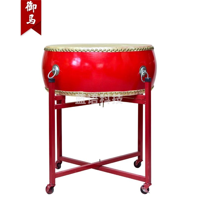 御马（YU MA）20寸锣鼓扁鼓牛皮大鼓中国红鼓儿童演出龙鼓堂鼓排鼓锣鼓乐器可定制堂鼓 YM-LG20 红鼓+鼓棒+鼓架