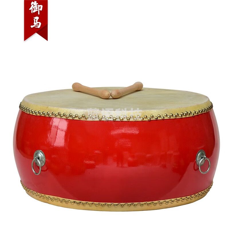 御马（YU MA）24寸红鼓锣鼓扁鼓牛皮大鼓中国红鼓儿童演出龙鼓堂鼓排鼓锣鼓乐器可定制堂鼓 YM-LG024