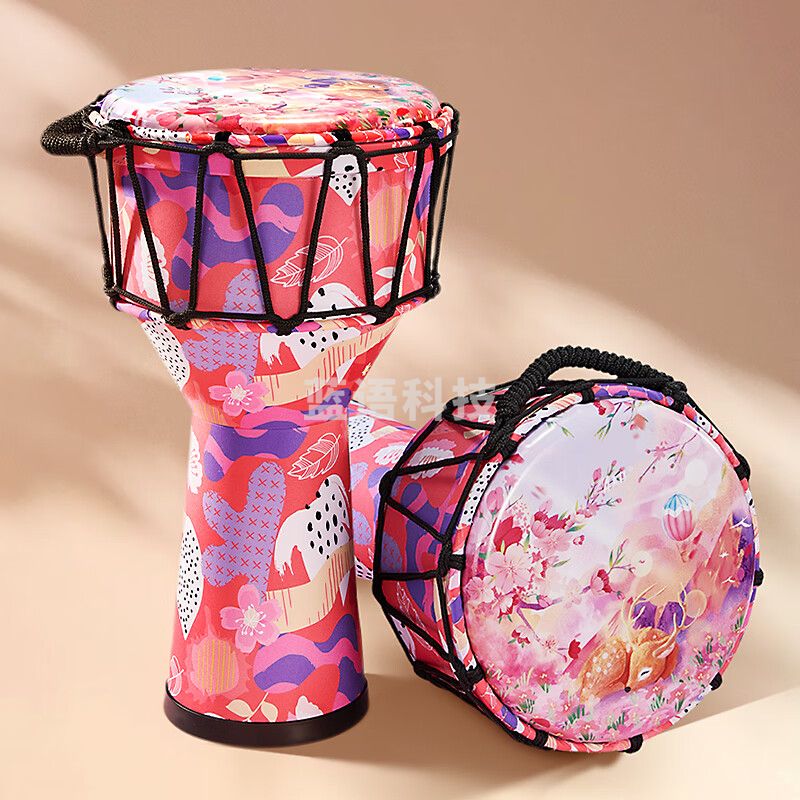 前谷（CEGA）非洲鼓儿童大10复合碳纤轻质幼儿园手鼓成人丽江鼓打击乐器 标10-粉色樱花鹿