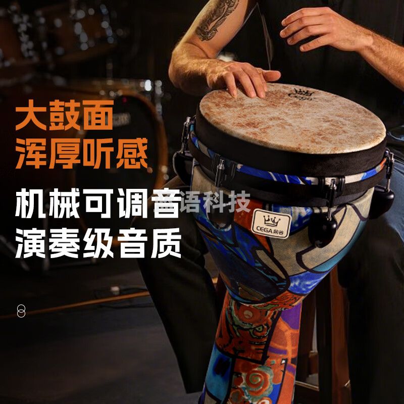 前谷（CEGA）非洲鼓10英寸专业演奏级可调音手鼓打击乐器 大10抽象色块