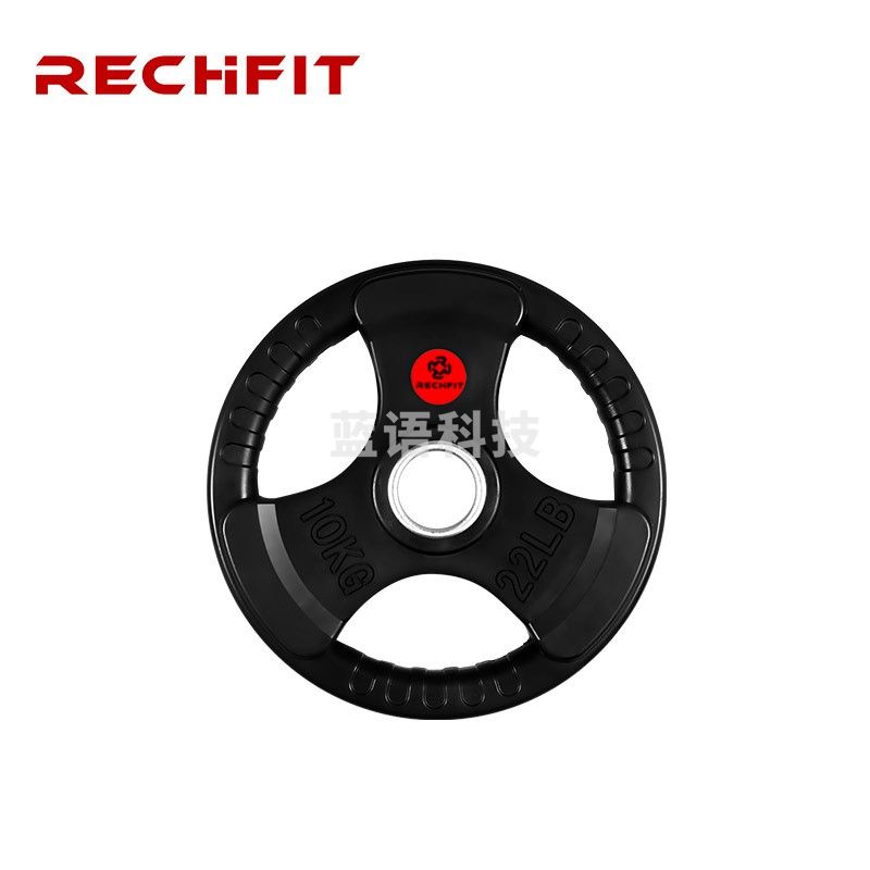 睿致（RECHFIT）包胶杠铃片举重配重5CM大孔径健身器材10KG一对 S97