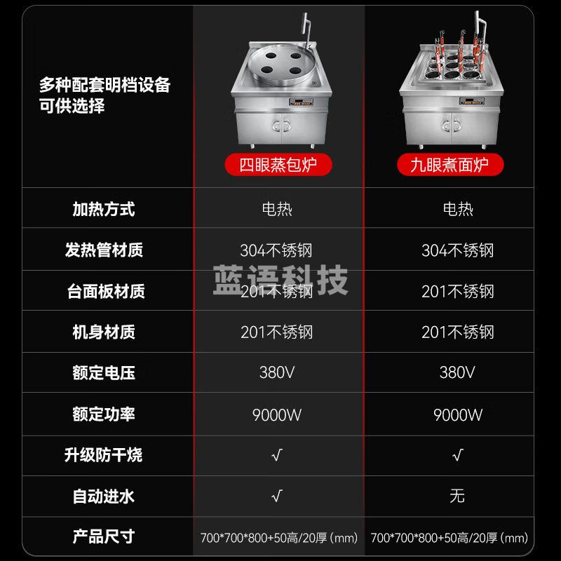 喜莱盛厨房明档设备电热扒炉 单位后厨设备电热扒炉工程款 电热九眼煮面炉连对开门柜 XLS-ZML9