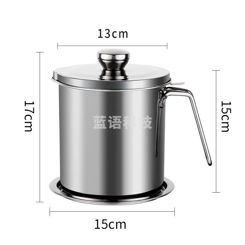 拜杰 304不锈钢过滤油壶过滤油渣家用油瓶多功能防漏油壶储滤油神器储油罐1.7L大容量带盖 JL-22