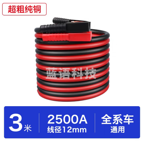 德力普（Delipow）电瓶搭线 3米2500A纯铜-全车型通用 汽车电瓶搭火线加粗过江龙搭电线打火线搭车线救援启动