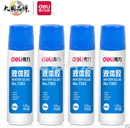 得力(deli)125ml高粘度液体胶 学习办公通用胶水 4只装 办公用品 33097