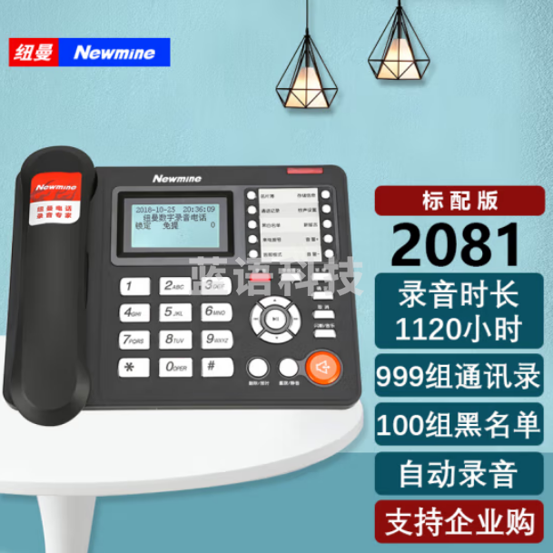 纽曼（Newmine）HL2008TSD-2081(R) 录音电话机座机自动答录办公家用固话100组黑白名单999组通讯录