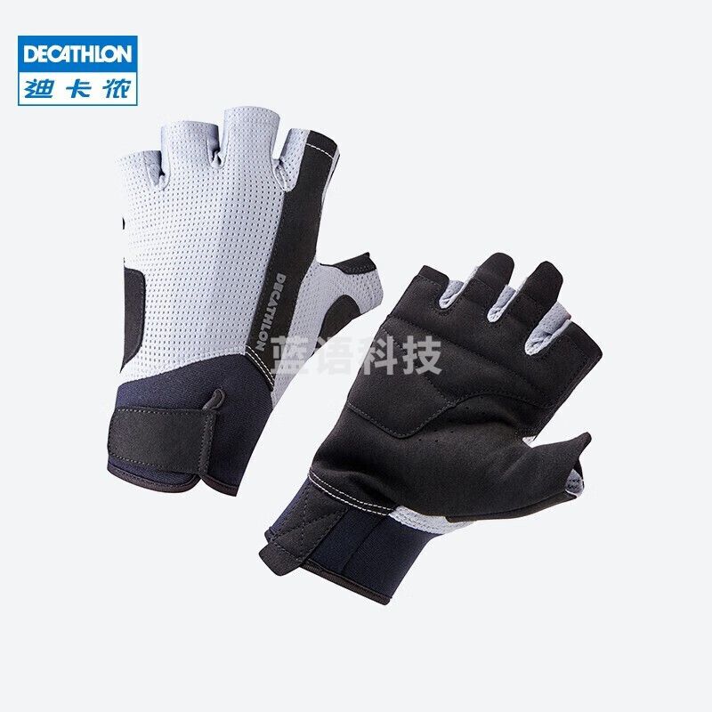 迪卡侬 健身手套女男半指单杠哑铃耐磨引体向上运动手套CROB灰色100-初阶L 4712706