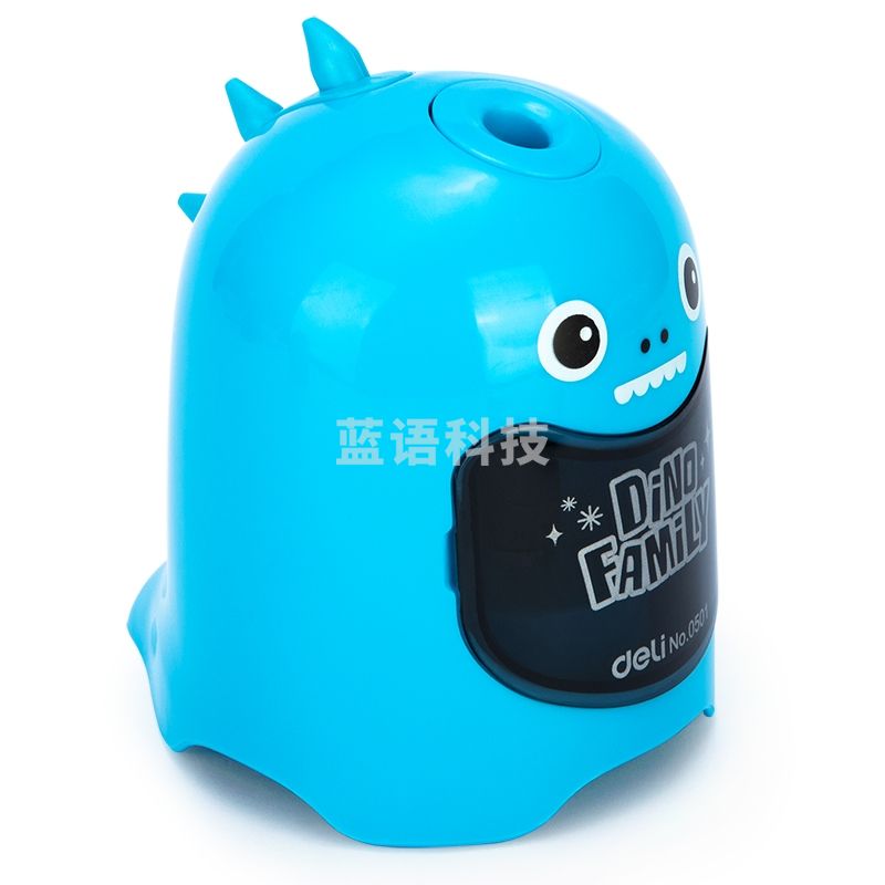 得力(deli)学生小恐龙造型电动卷笔刀 自动削笔机/铅笔削笔器/转笔刀 蓝色0501