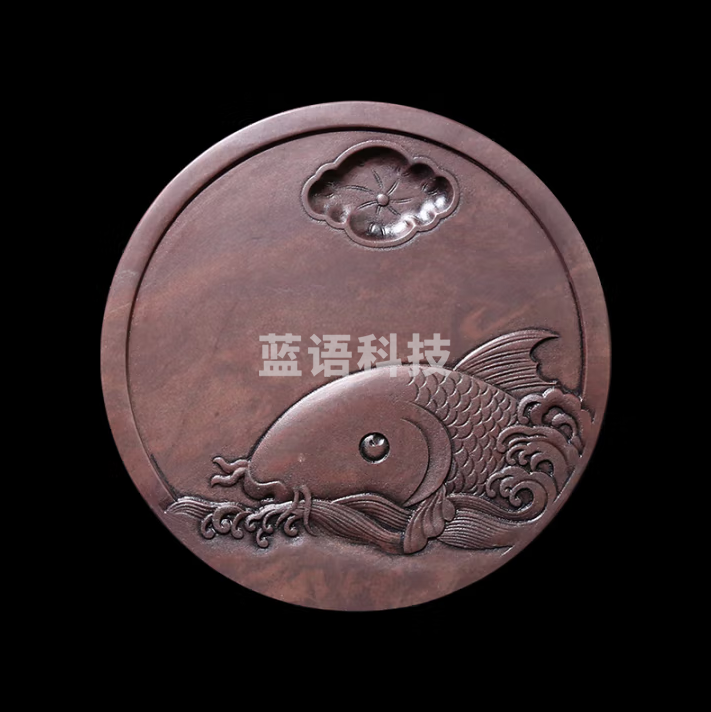 秋月白 国家非遗 肇庆端砚砚台《如鱼得水》宋坑砚台作品 精品手工正宗老坑天然原石 高档砚台 文房四宝