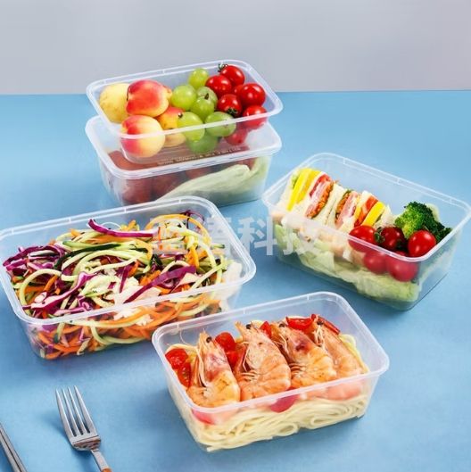 优奥一次性饭盒餐盒【方形1000ML/50只带盖】加厚外卖打包盒餐具