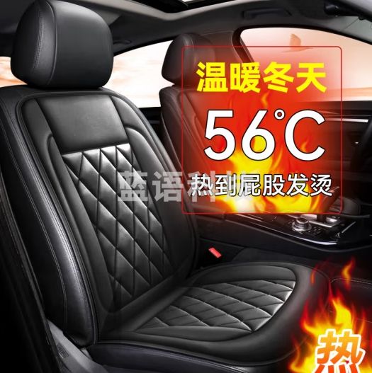 迪加伦 冬季汽车加热坐垫 车载快速加热垫前排车垫子保暖座垫 汽车用品 通用 双座12V-商务黑