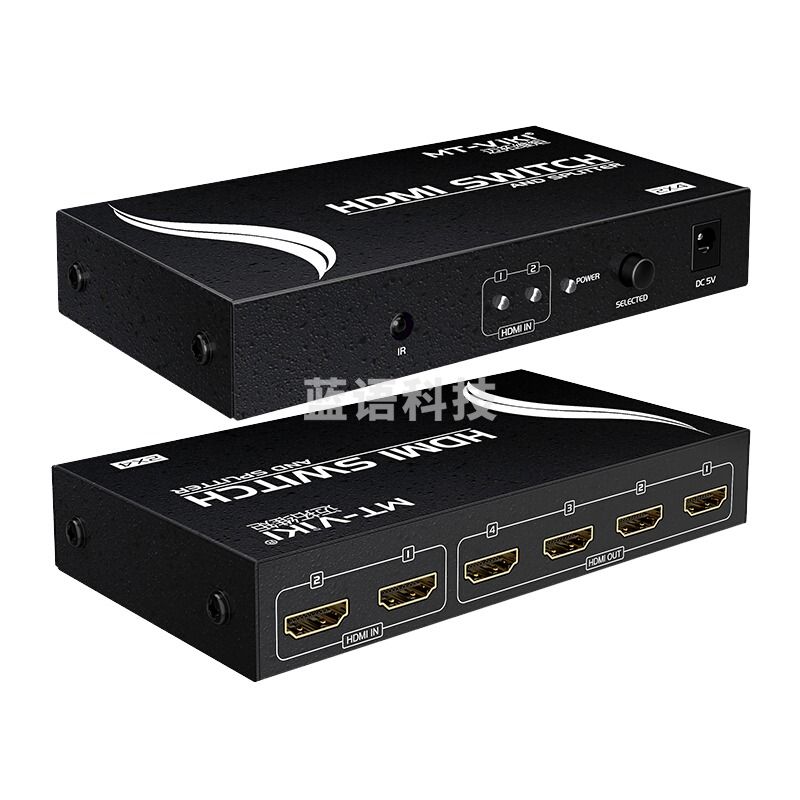 迈拓维矩MT-HD2-4 hdmi切换分配器2进4出二拖四高清音视频共享二分四