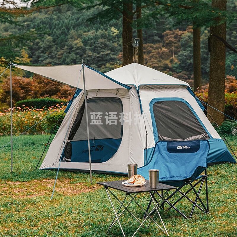 牧高笛（MOBIGARDEN）自动帐篷 户外露营大门厅3-4人公园帐零动145 EX19561004 蓝色