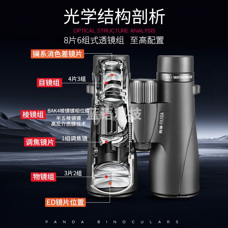 熊猫（PANDA）望远镜高倍高清专业级军事微光夜视寻蜂观鸟镧系ED镜充氮防水 追风者PLUS10x50