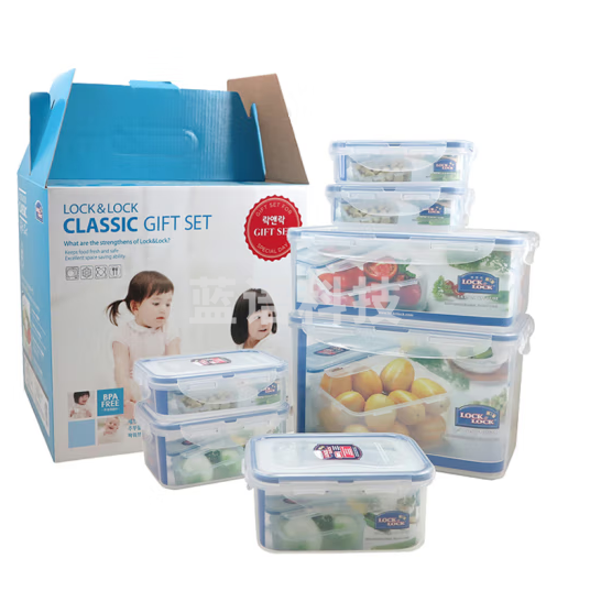 乐扣乐扣 LOCK&LOCK HPL827S001 PP塑料保鲜盒饭盒便当盒 礼盒套装 7件套