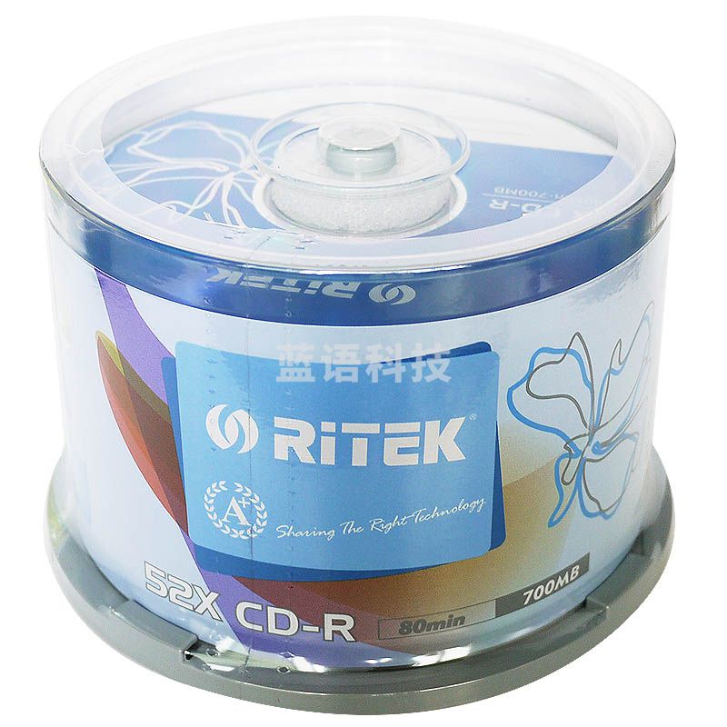 铼德RITEK CD刻录盘 车载无损 CD-R 700MB 空白光盘 50片 碟片 铼德五彩50片桶装