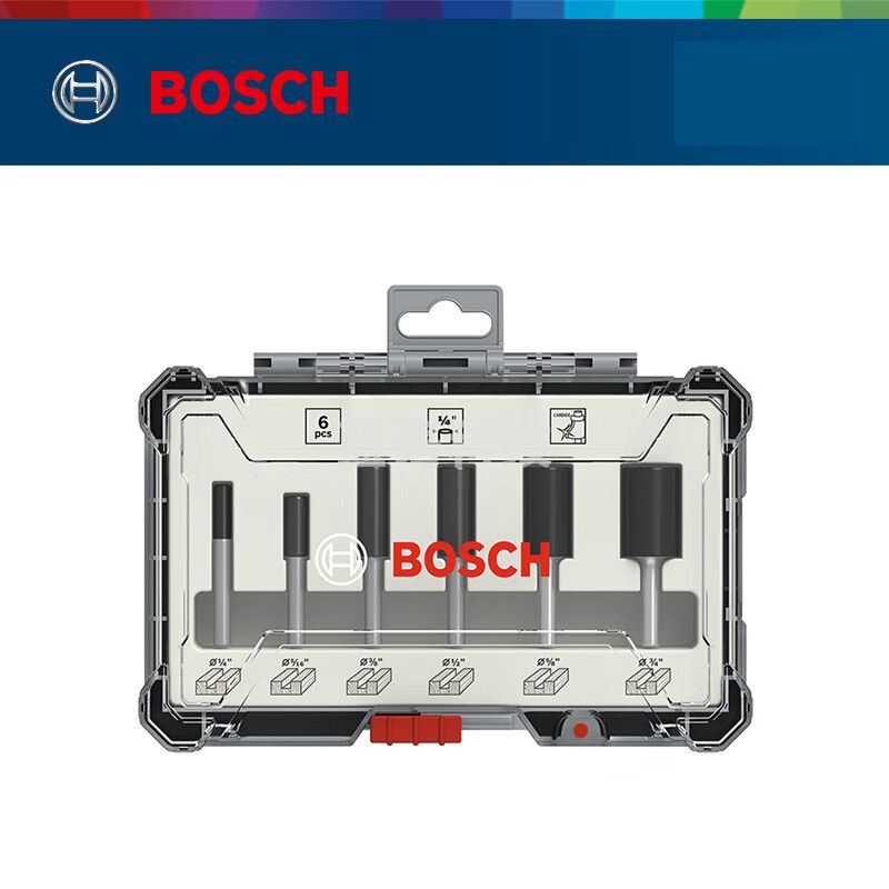 博世（BOSCH）木工铣刀套装修边机刀头专业雕刻机锣刀套装修边 1/4柄 木工铣刀6件套装