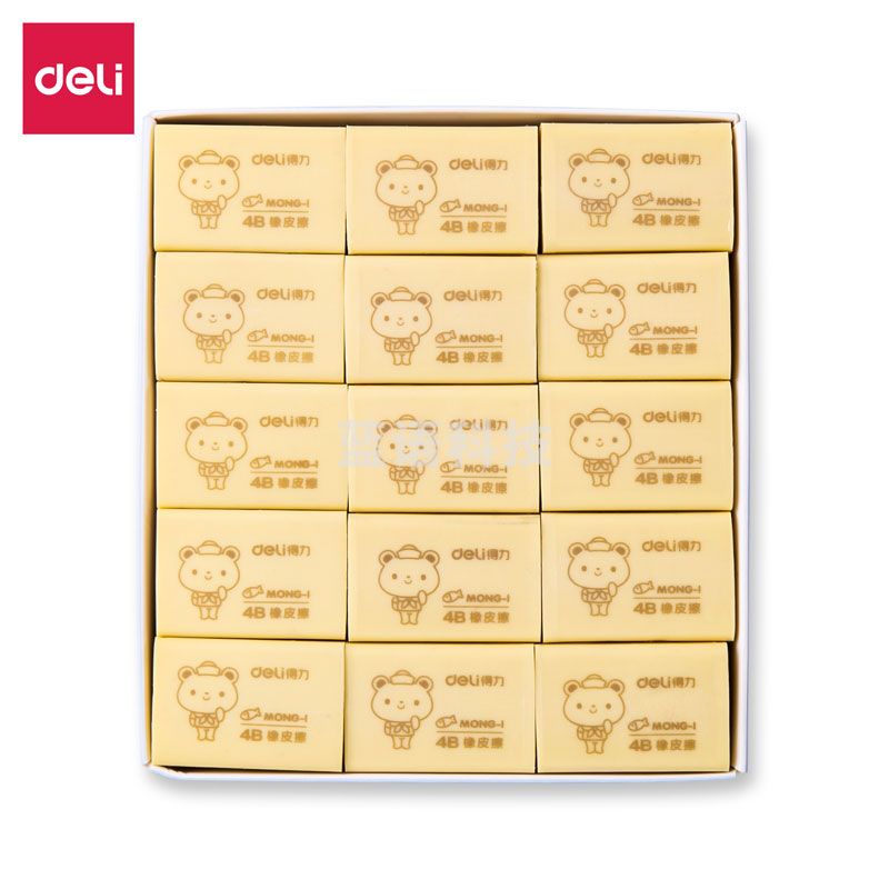 得力71100小号萌伊黄橡皮(黄)(30块/盒)