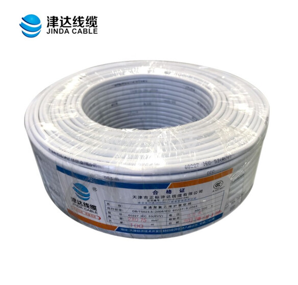 津达线缆 国标4芯多丝护套软铜线 硬线 电线 电缆 津达线缆 RVV4*0.5平方白色