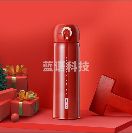 德国施密特Simita保温杯女水杯男士儿童保温杯水瓶316不锈钢大容量车载商务弹盖泡茶水分离水杯子 圣诞红 Christmas Red 默认1