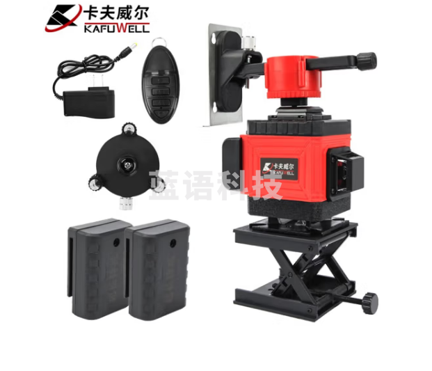 卡夫威尔 红外线水平仪绿光 充电式激光水平仪绿线8线 两电一充 JG3891A