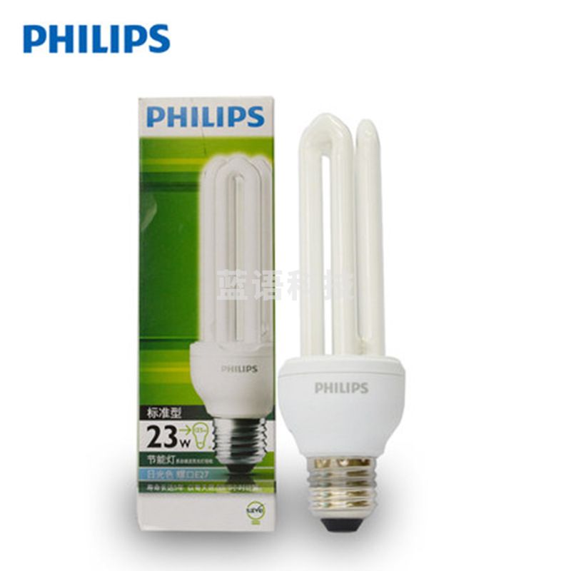 PHILIPS 飞利浦 节能灯标准型ES 光源节能灯管螺口节能灯3U管-23W-E27螺口-6500K白光