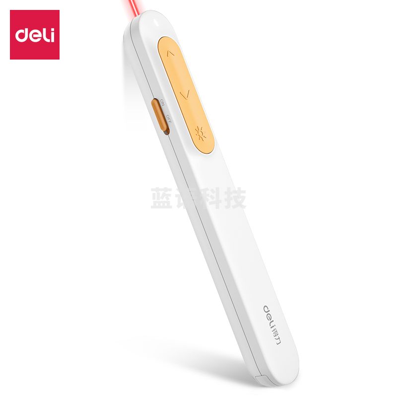 得力(deli)MA100-L激光翻页笔 360度控制 激光笔教师充电款超链切换教鞭/无线演示器 ppt翻页笔 红光 白色