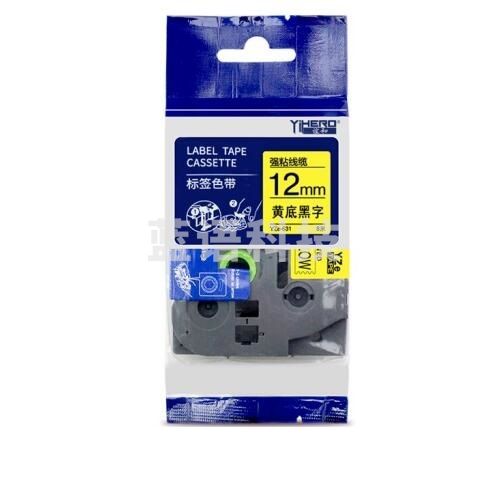 谊和标签带适用兄弟标签机色带 黄底黑字 9mm HC.1730