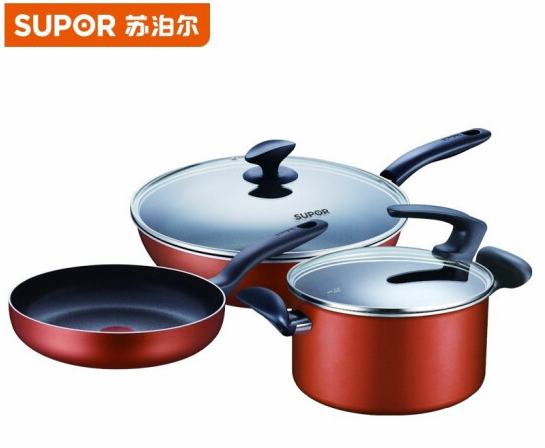 苏泊尔（SUPOR） 多功能炒锅煎锅汤奶锅 火红点豪华三件套T1232T
