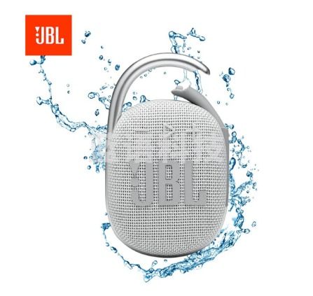 JBL CLIP4无线音乐盒四代 蓝牙便携音箱+低音炮 户外音箱 迷你音响 IP67防尘防水 超长续航 一体式卡扣 白色