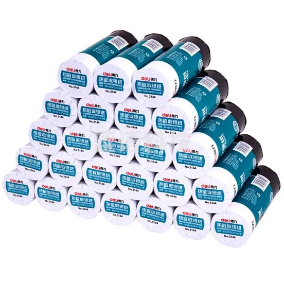 得力3144 50卷装80mm*60mm*27m热敏收银纸/收银机打印纸/超市小票打印纸