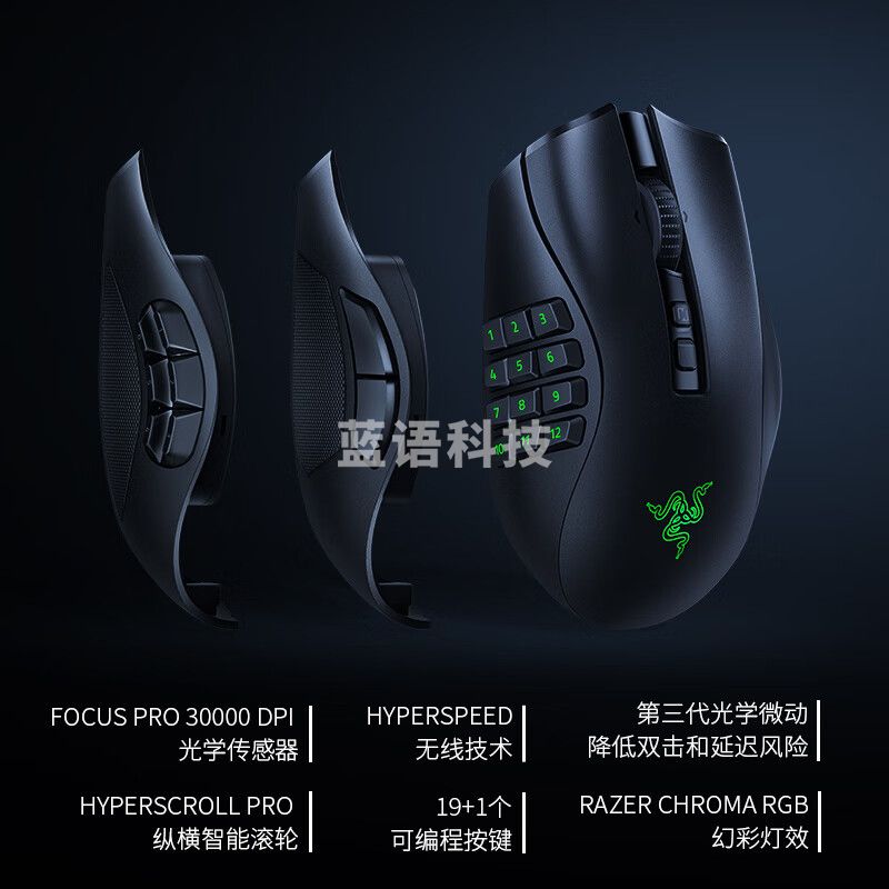 雷蛇（Razer）那伽梵蛇V2专业版 无线鼠标 MMORPG游戏鼠标  RGB 2.4G 蓝牙 30000DPI