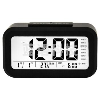 康巴丝（Compas）闹钟智能电子静音夜光聪明灯自动感光三组闹铃小闹钟儿童学生钟WD877 黑色