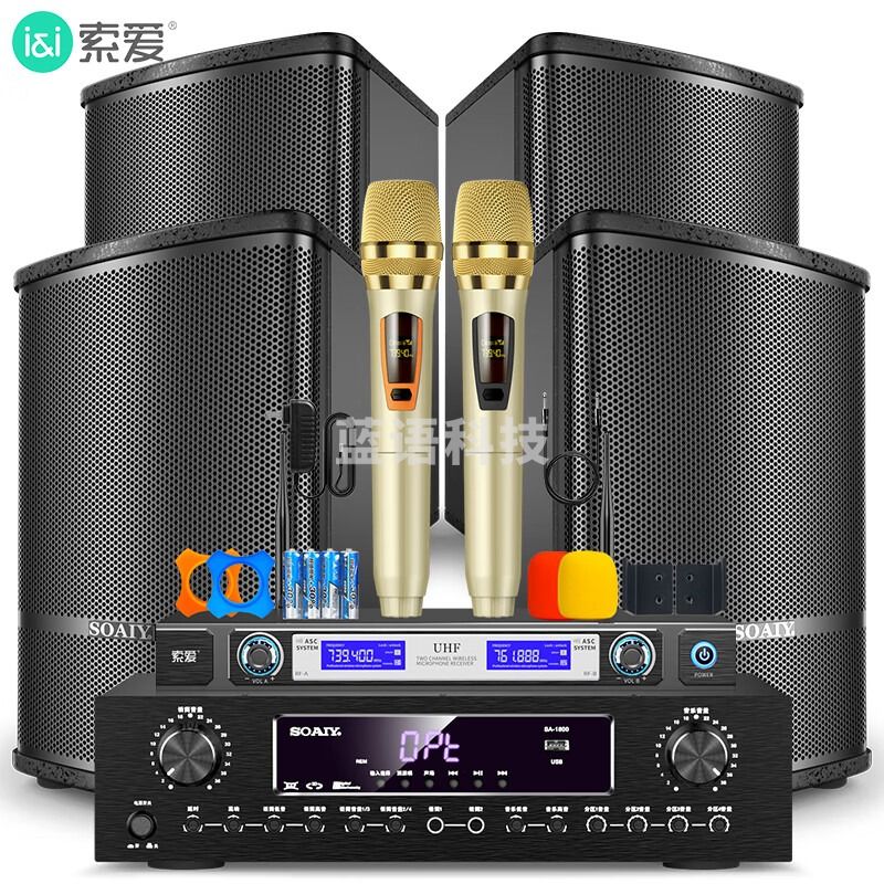 索爱（soaiy）CK家庭影院客厅电视KTV音响家用商用会议门店设备卡拉ok唱歌全套专业功放话筒音箱组合 套装八